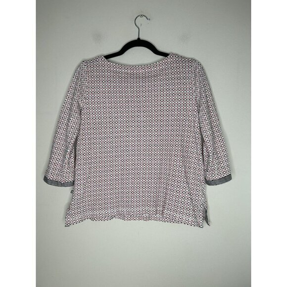 T by Talbots Shirt Womens Pink Black Mandala Floral Keyhole 3/4 Sleeve m… - Picture 9 of 11